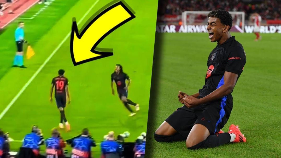 ⁣Lamine Yamal First Champions League Goal For Barcelona vs Monaco 2-1
