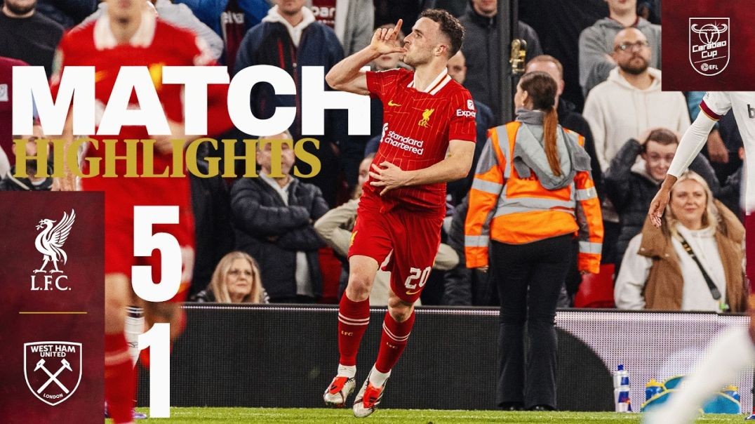⁣Jota, Salah _ Gakpo score in FIVE goal win! _ Liverpool 5-1 West Ham _ Carabao Cup Highlights